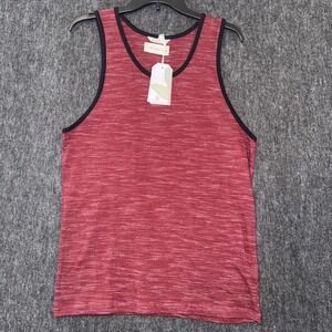 Distortion Tank Top Mens Medium Sleeveless Red Cotton Beach Travel Summer